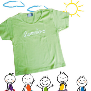 Kinder T-Shirt Götz Widmann "harmlos" lindengrün