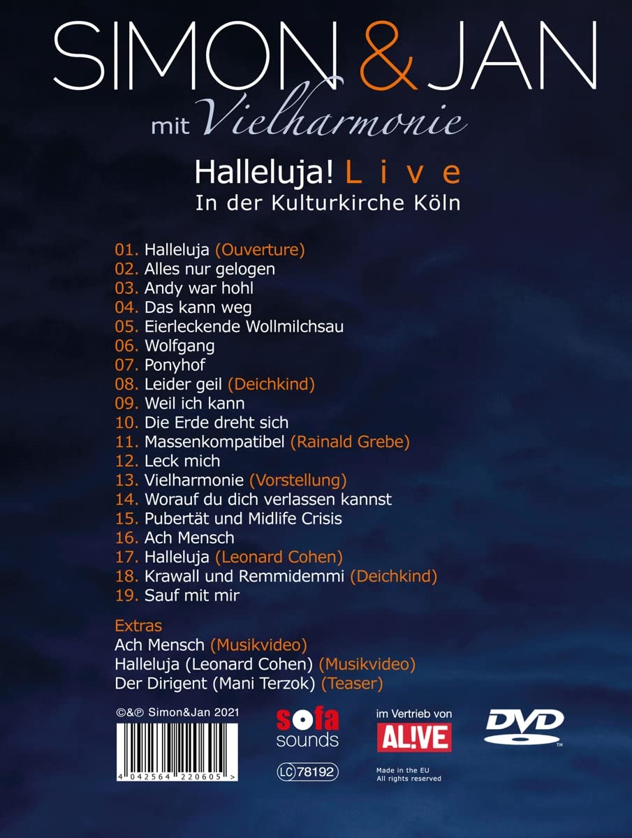 Simon & Jan mit Vielharmonie - DVD - Halleluja! Live in der Kulturkirche Köln – Bild 2